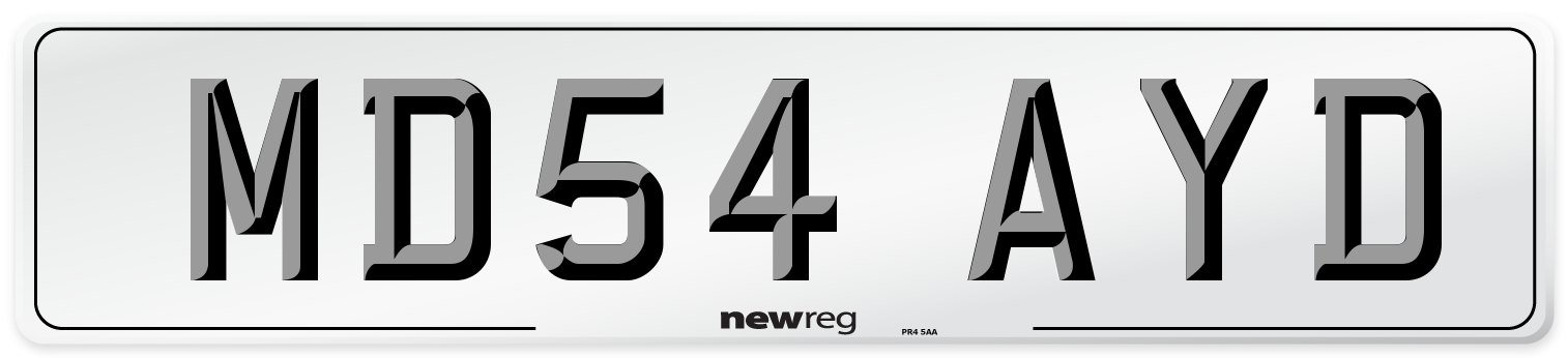 MD54 AYD Number Plate from New Reg